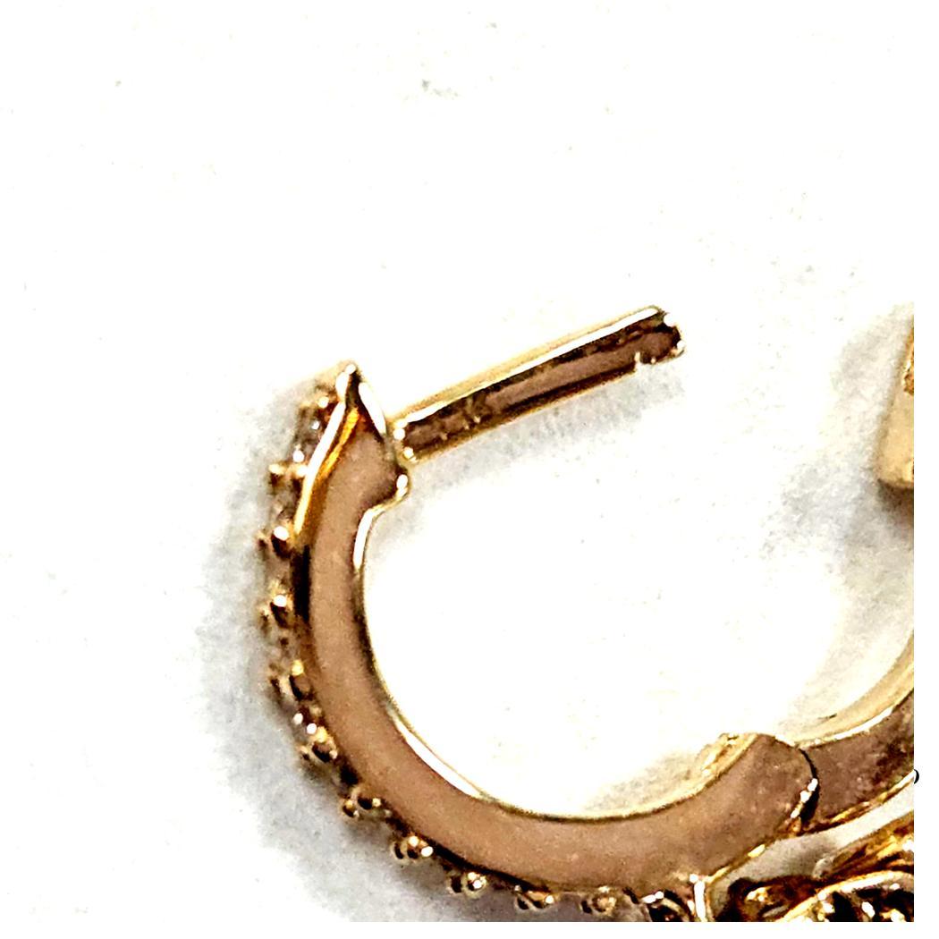 Orecchino a cerchio con diamante eternità a doppio pendente in oro giallo 14 carati In condizioni ottime in vendita a North Miami, FL