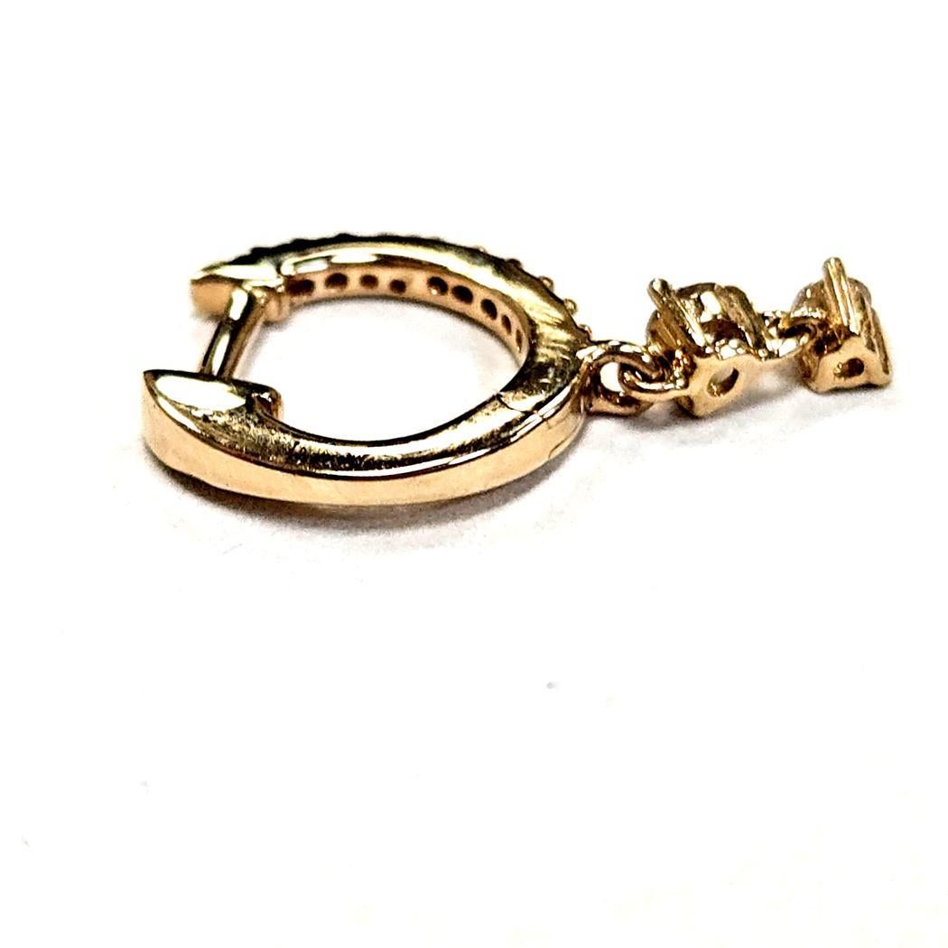 Donna Orecchino a cerchio con diamante eternità a doppio pendente in oro giallo 14 carati in vendita