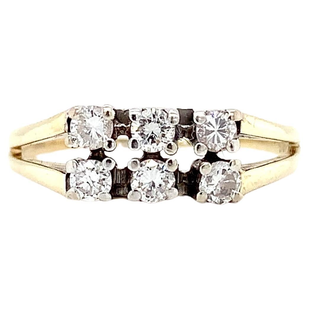 Diamond eternity fashion engagement ring 14k yellow gold