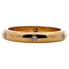 Diamond eternity flush wedding ring band 18k yellow gold