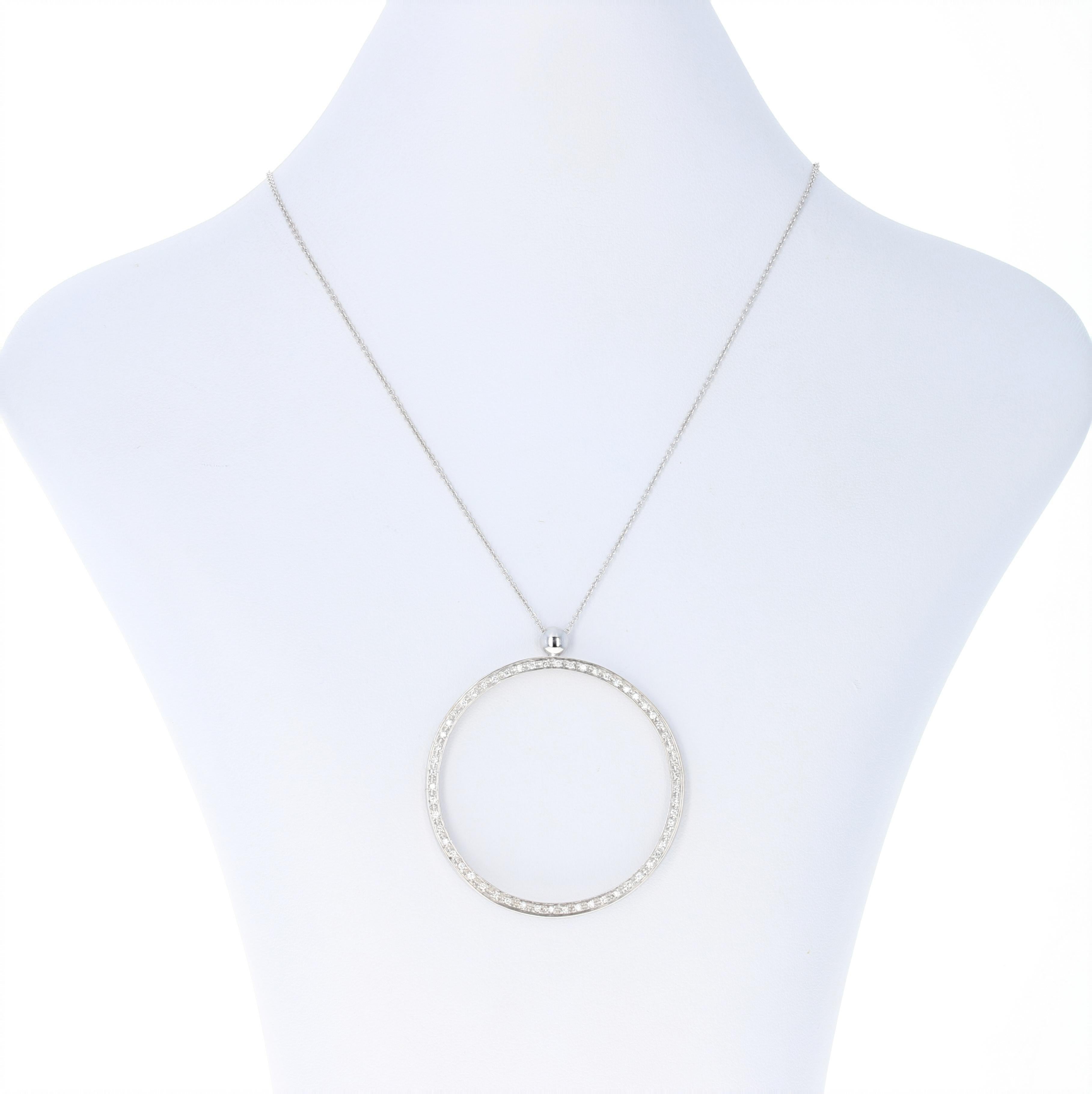 Get glamorous in gold! Beautifully crafted in 18k white gold and glittering with a brilliant array of white diamonds, this piece showcases a meaningful eternity-style pendant suspended on a classic cable chain necklace.  

Metal Content: Guaranteed