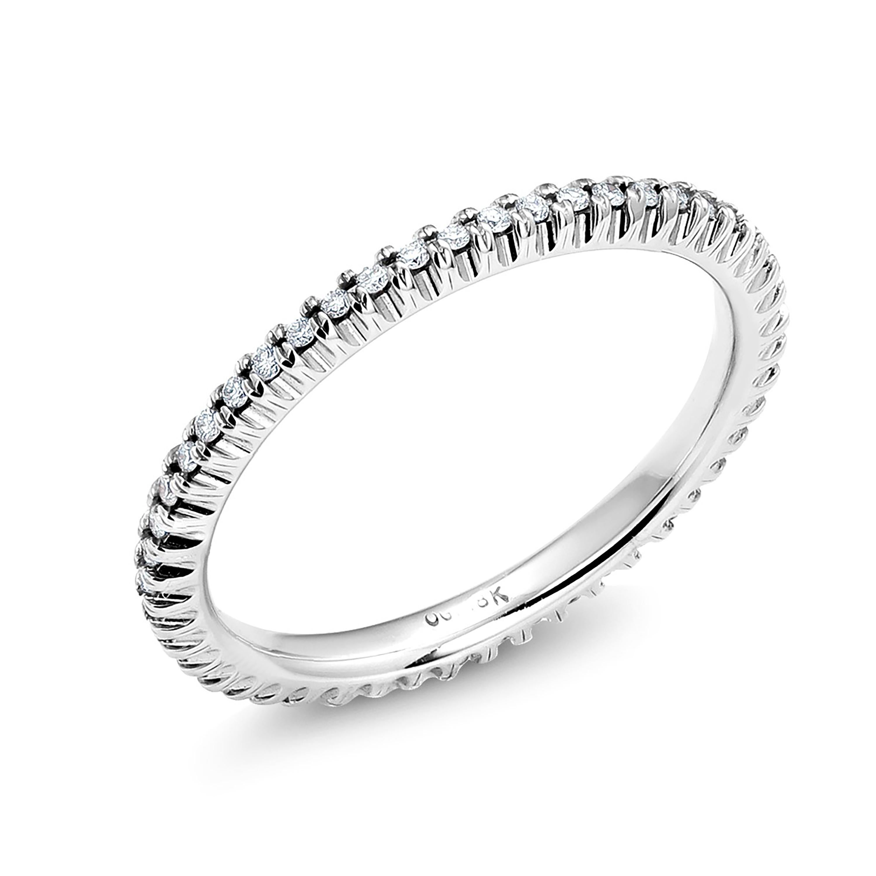 Contemporary Diamond Eternity Prong Set Eighteen Karat Gold Band Ring