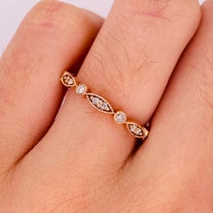 Diamond Eternity Ring 0.16 Carats Marquise Shape w Round Shape 14k Rose LV