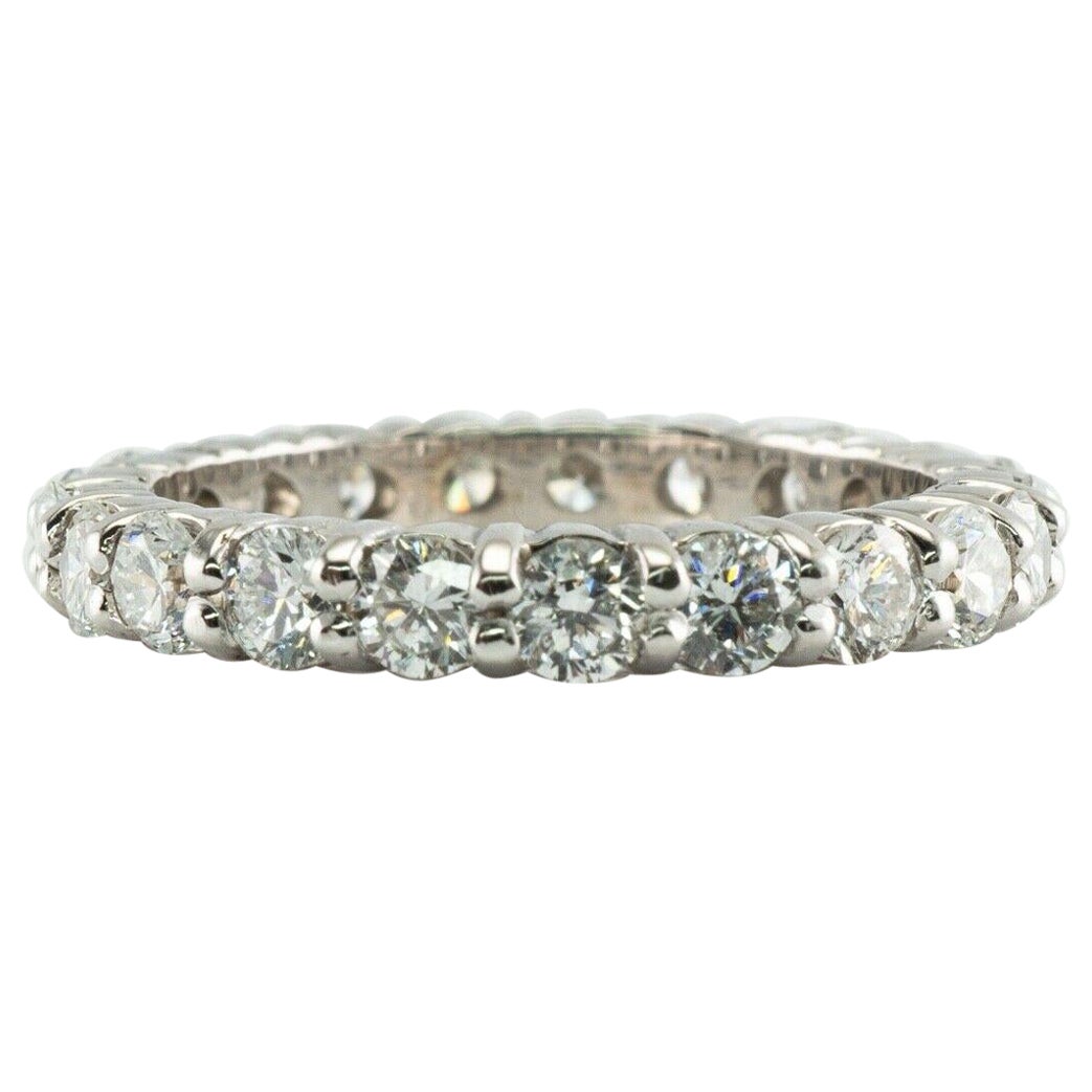 Anneau d'éternité en or blanc 14 carats avec diamants 2,10 TDW, taille 6,5