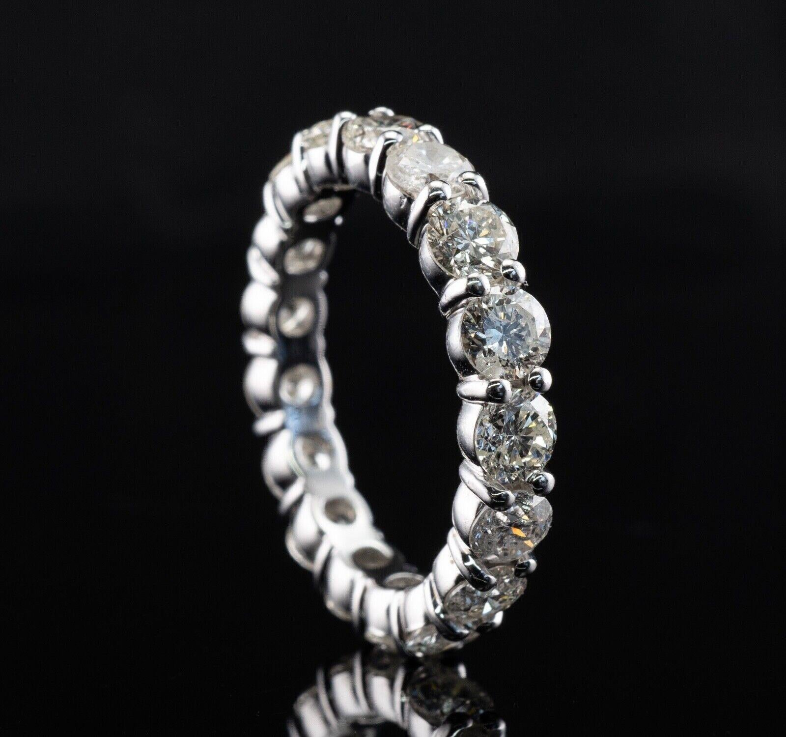 Round Cut Diamond Eternity Ring Band 14K White Gold 3.40 TDW For Sale