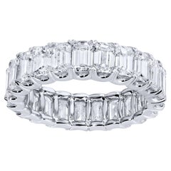 Anillo Eternidad Diamante Talla Esmeralda 5,7 Quilates Total Oro Blanco 18K
