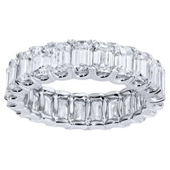 Anillo Eternidad Diamante Talla Esmeralda 5,7 Quilates Total Oro Blanco 18K