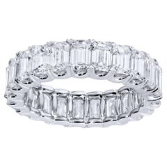 Anillo Eternidad Diamante Talla Esmeralda 5,7 Quilates Total Oro Blanco 18K