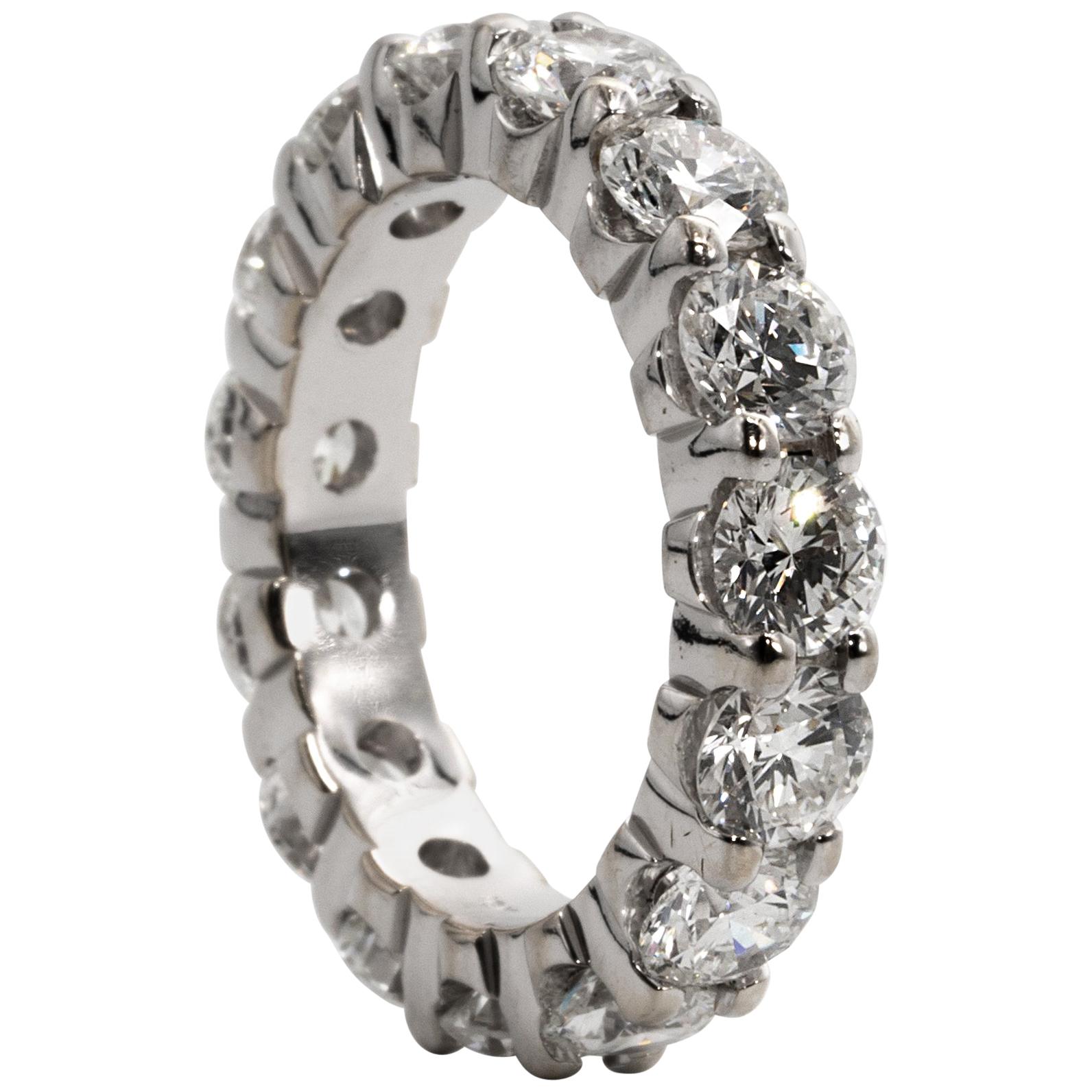 Diamond Eternity Ring in 18 K,  4.71 Carat, D-E Color, by The Diamond Oak