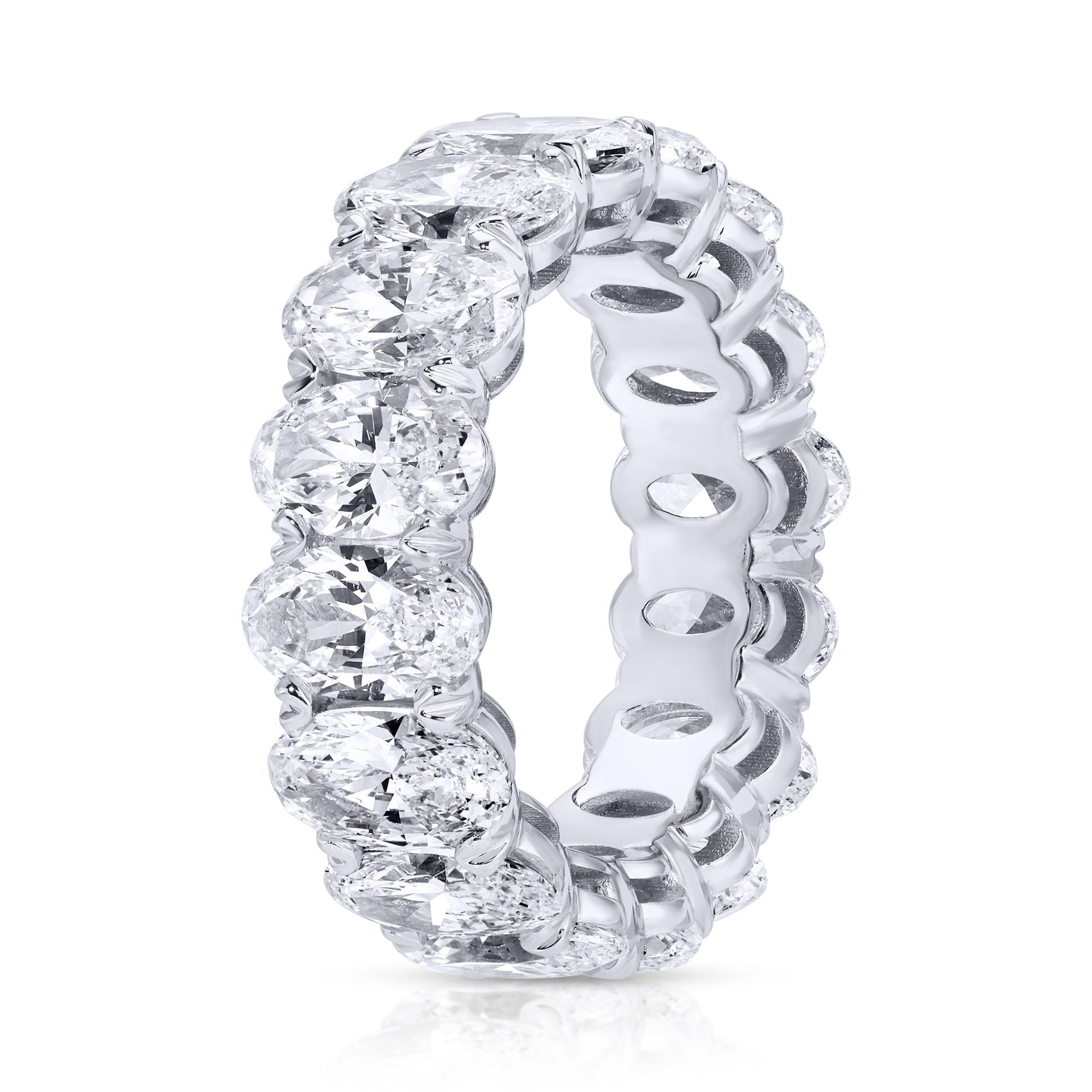 Diamond Eternity Ring Oval Cut 8.5 Carats Total 18K White Gold In Excellent Condition For Sale In Aliso Viejo, CA