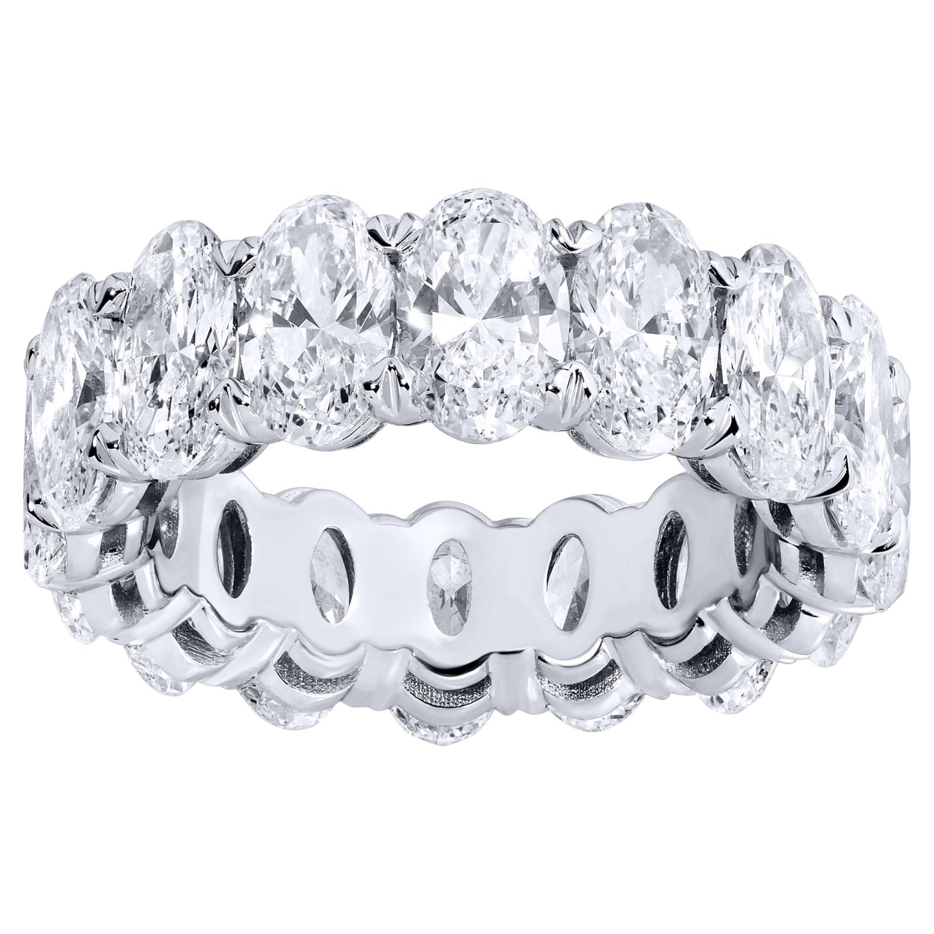 Anillo Eternidad Diamante Talla Oval 8,5 Quilates Total Oro Blanco 18K