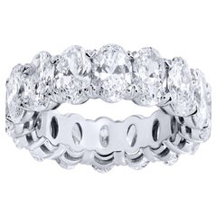 Anillo Eternidad Diamante Talla Oval 8,5 Quilates Total Oro Blanco 18K