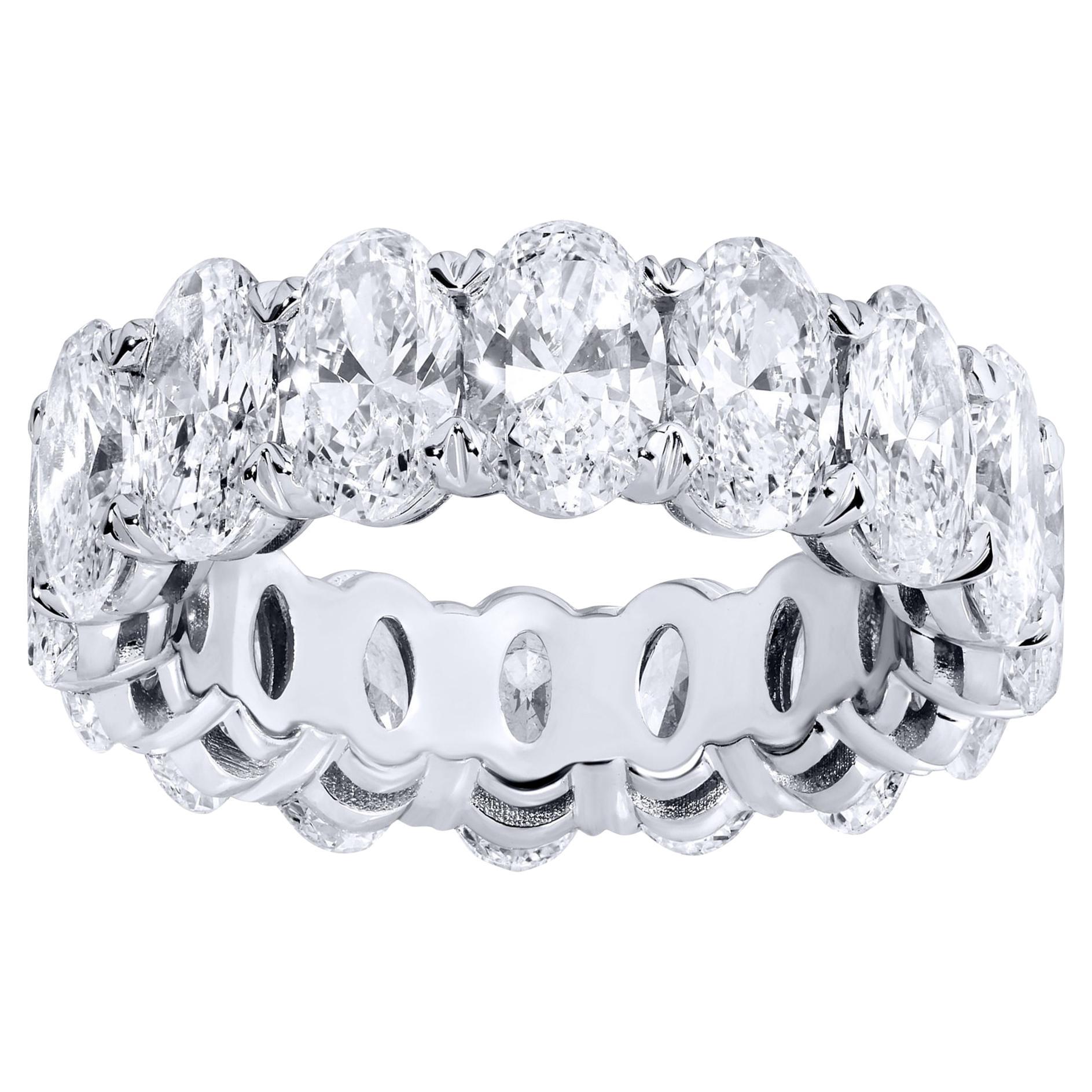 Anillo Eternidad Diamante Talla Oval 8,5 Quilates Total Oro Blanco 18K