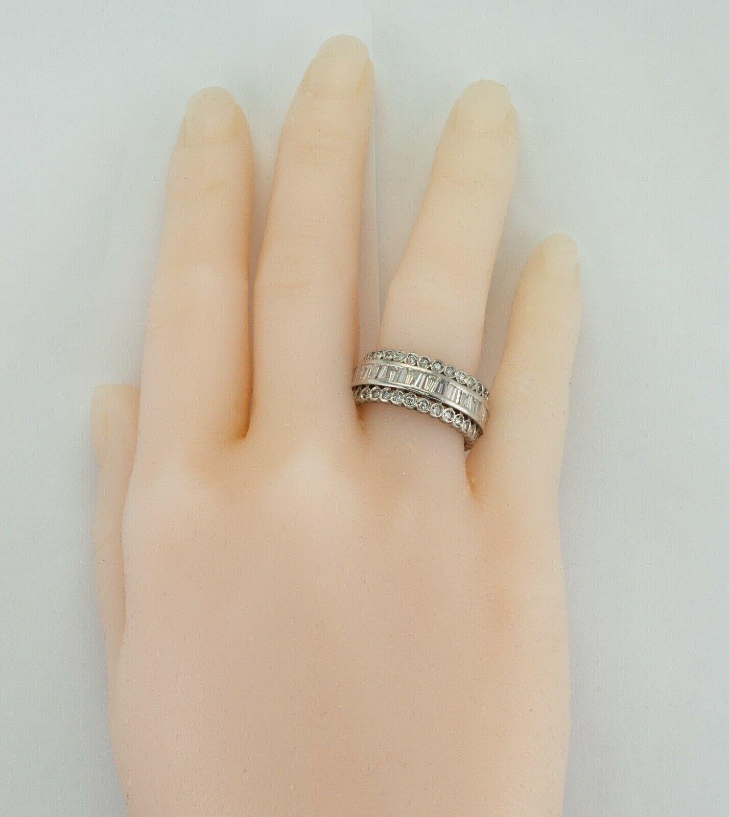 Diamond Eternity Ring Platinum Wide Band 3.00 TDW For Sale 2