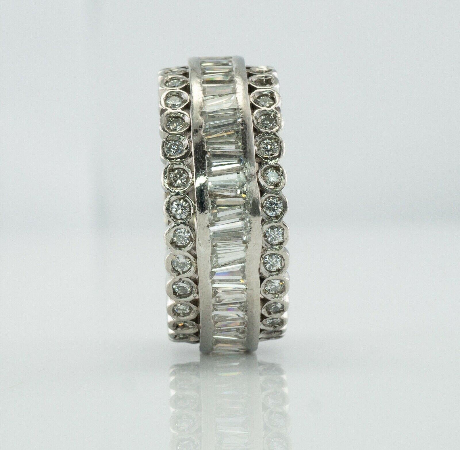 Diamant-Eternity-Ring aus Platin mit breitem Band 3,00 TDW (Baguetteschliff) im Angebot