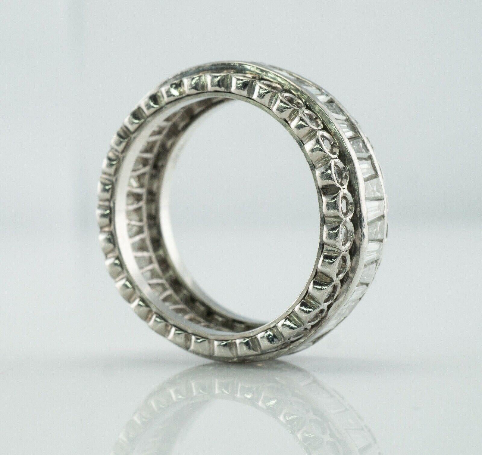 Diamond Eternity Ring Platinum Wide Band 3.00 TDW In Good Condition For Sale In East Brunswick, NJ