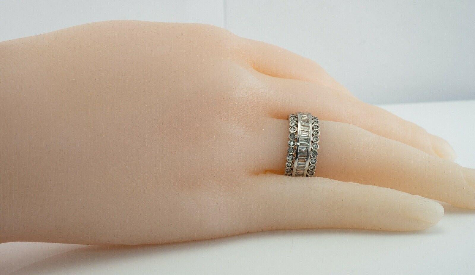 Women's Diamond Eternity Ring Platinum Wide Band 3.00 TDW For Sale