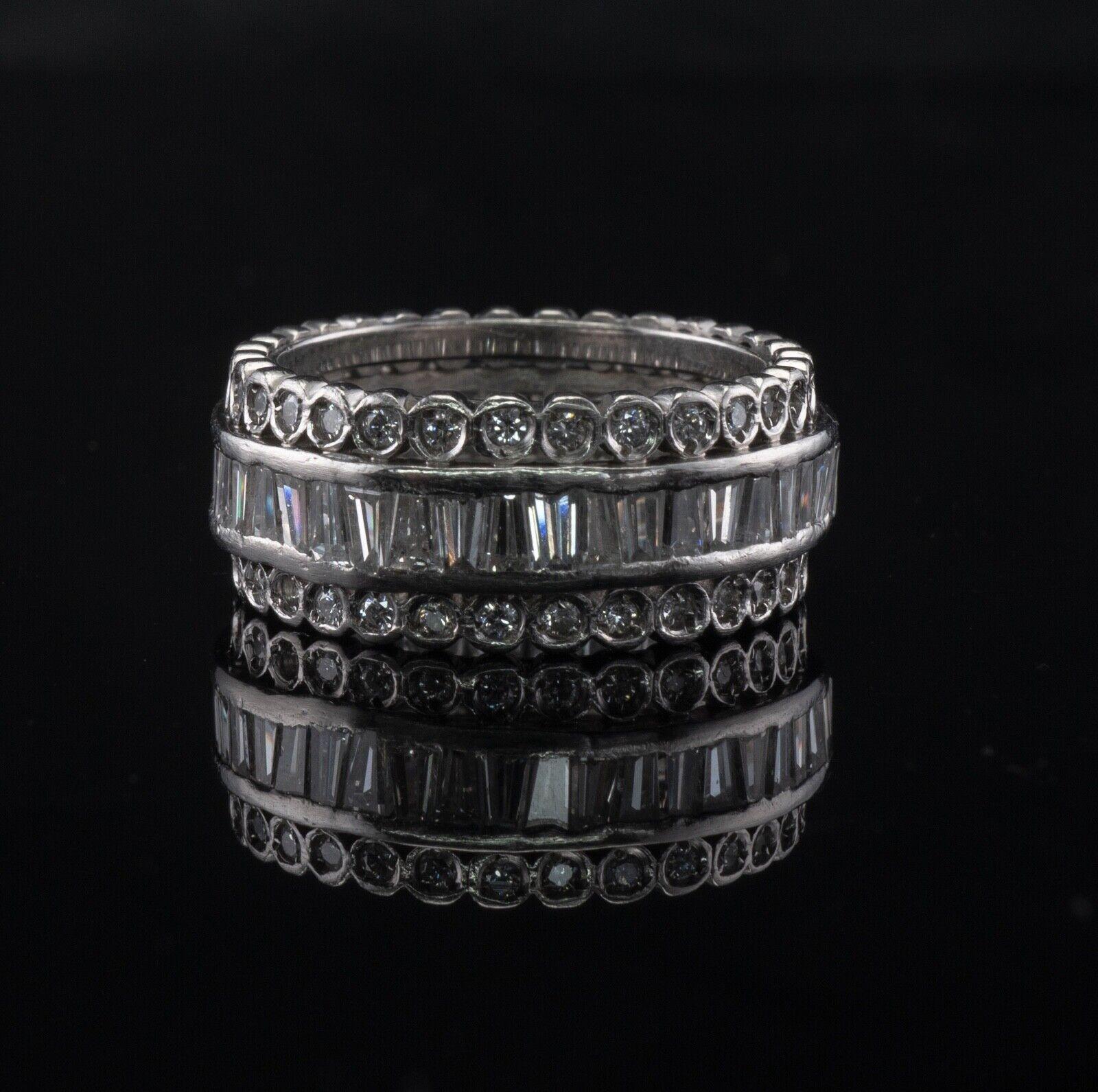 Diamond Eternity Ring Platinum Wide Band 3.00 TDW For Sale 2