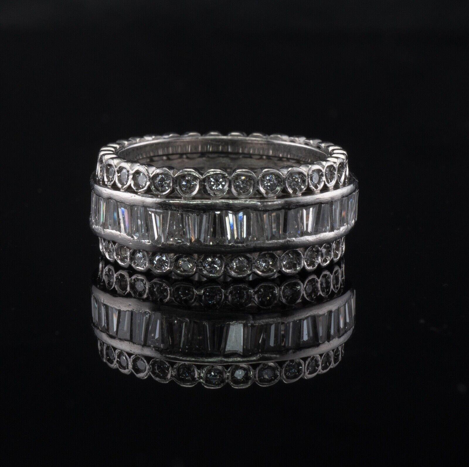 Diamond Eternity Ring Platinum Wide Band 3.00 TDW For Sale 1