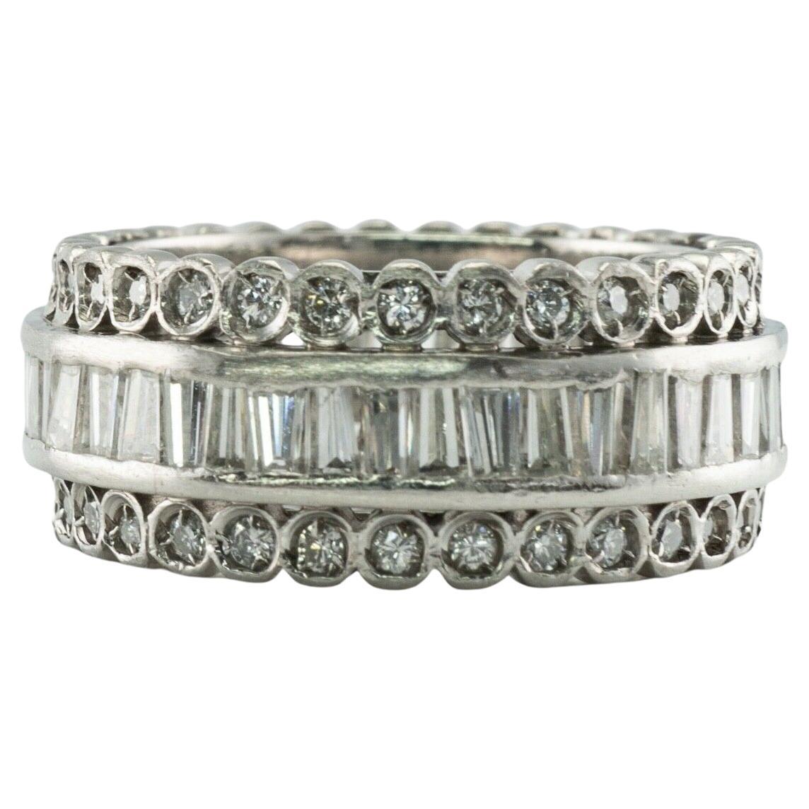 Diamond Eternity Ring Platinum Wide Band 3.00 TDW For Sale