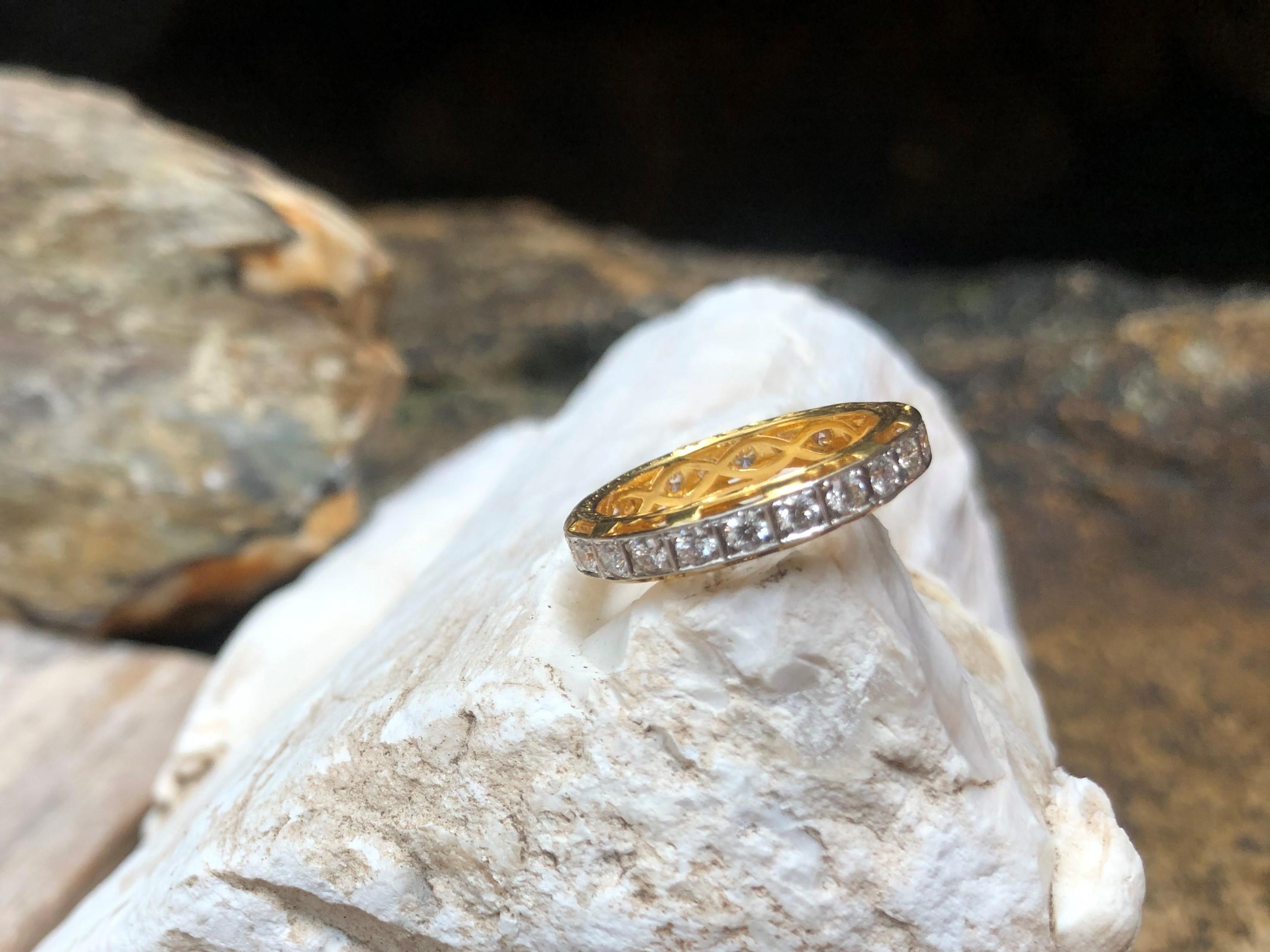 Women's or Men's Diamond Eternity Ring Set in 18 Karat Gold Settings For Sale