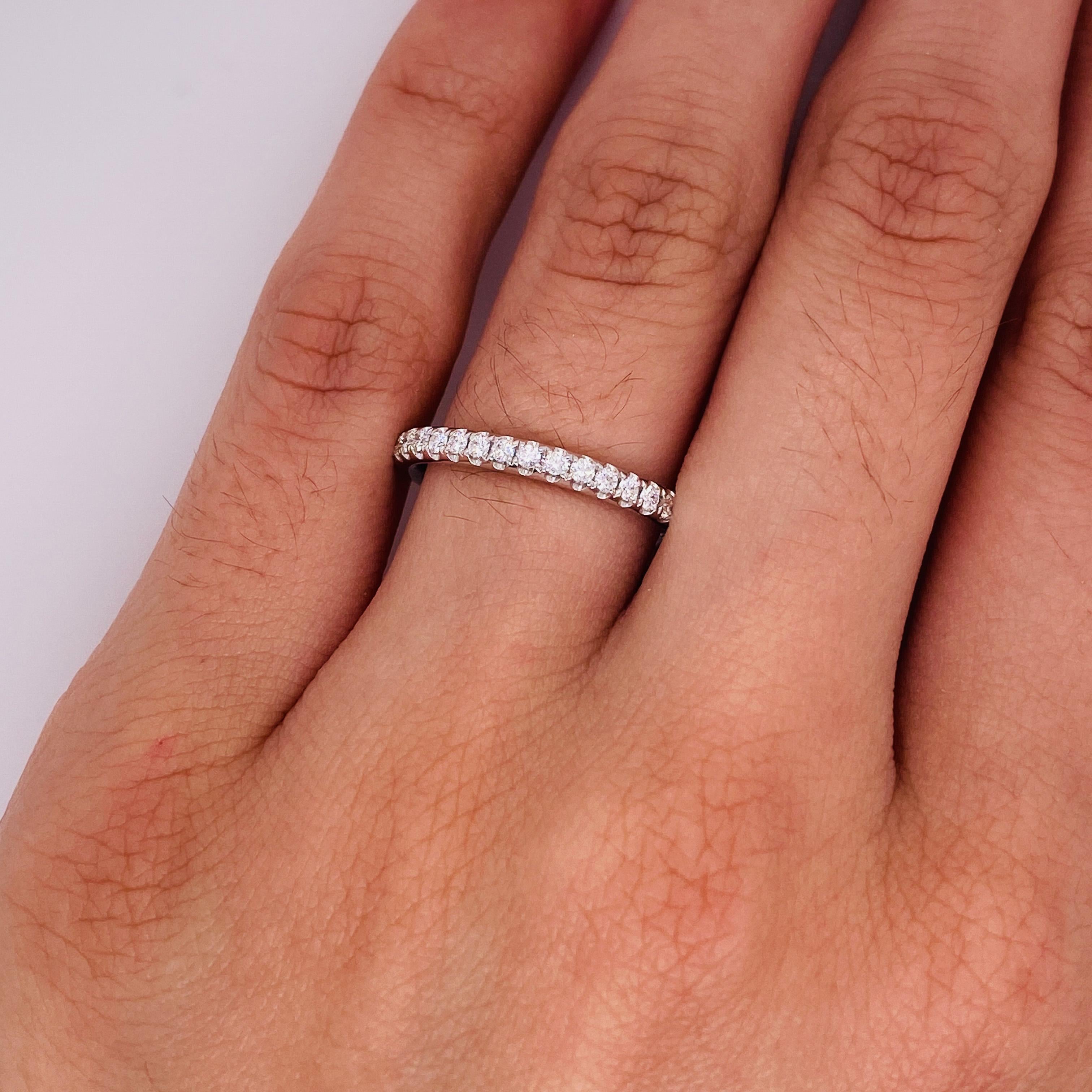 Round Cut Diamond Eternity Ring Stackable Band 0.55 Carat 14k White Gold, Low Profile For Sale