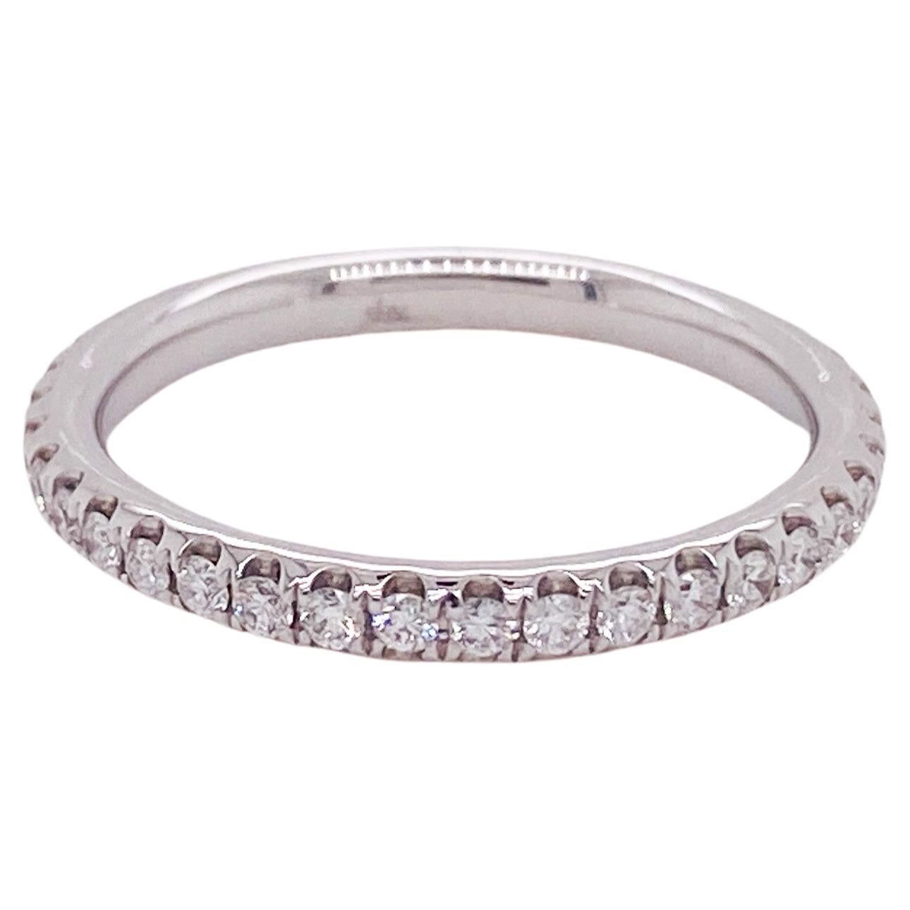 Bague d'éternité à anneau empilable en or blanc 14 carats avec diamants 0,55 carat, profil bas