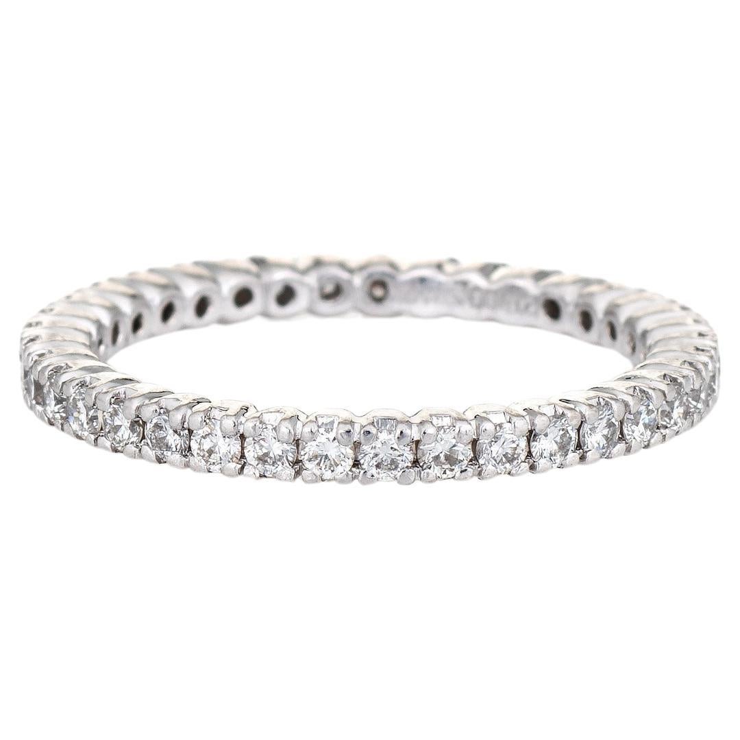 Anillo de Diamantes Eternidad 5 Stacking Band Platino Joyería de Boda Fina