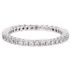 Diamant-Eternity-Ring Gr. 5, Stapelring aus Platin mit Diamanten, feiner Ehering