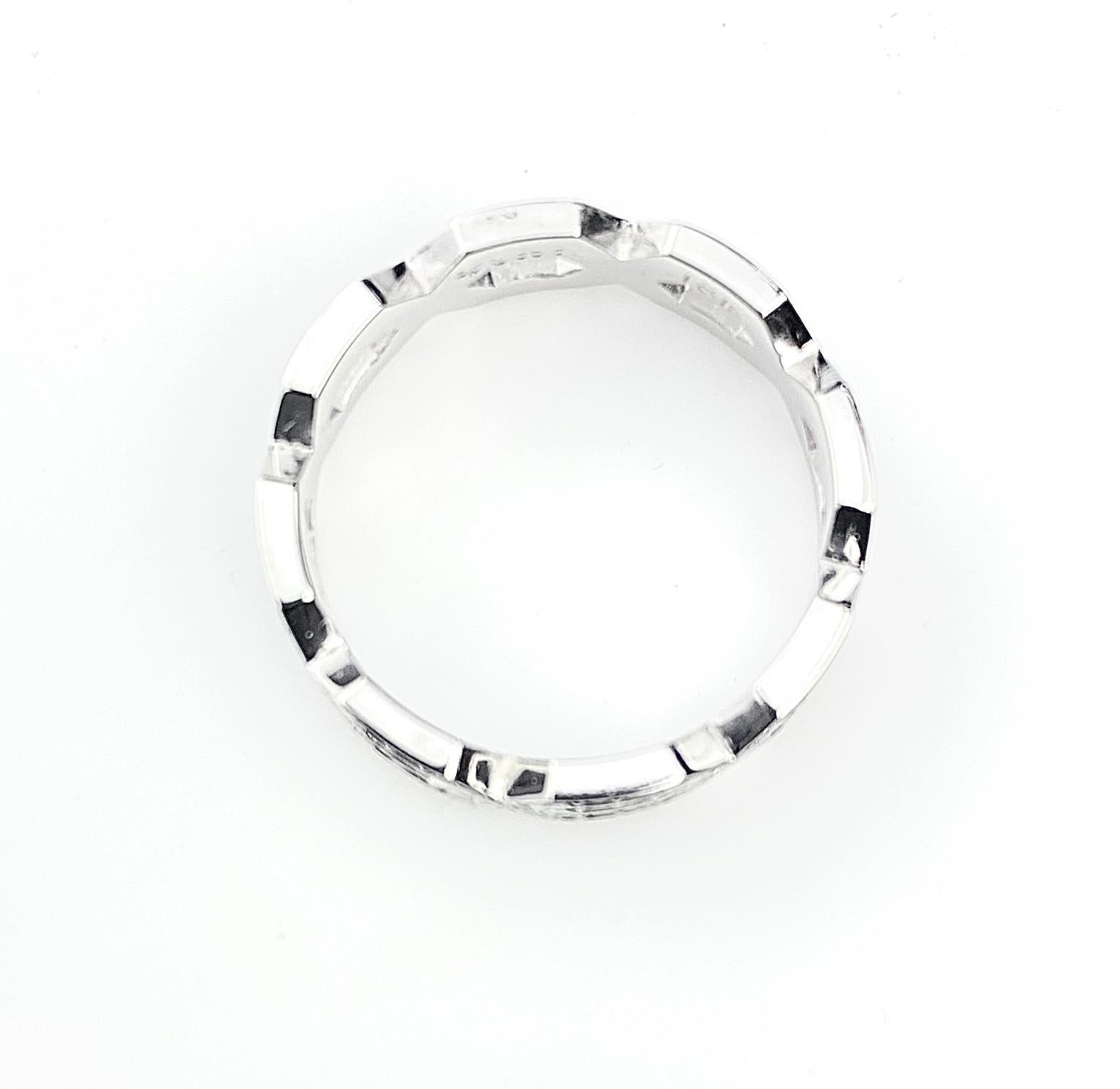 Round Cut Diamond Eternity Ring with Weave Pattern in White Gold For Sale