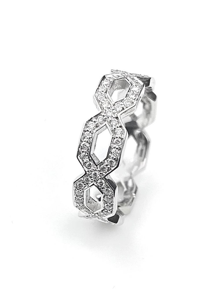 Diamond Eternity Ring with Weave Pattern in White Gold For Sale at 1stDibs