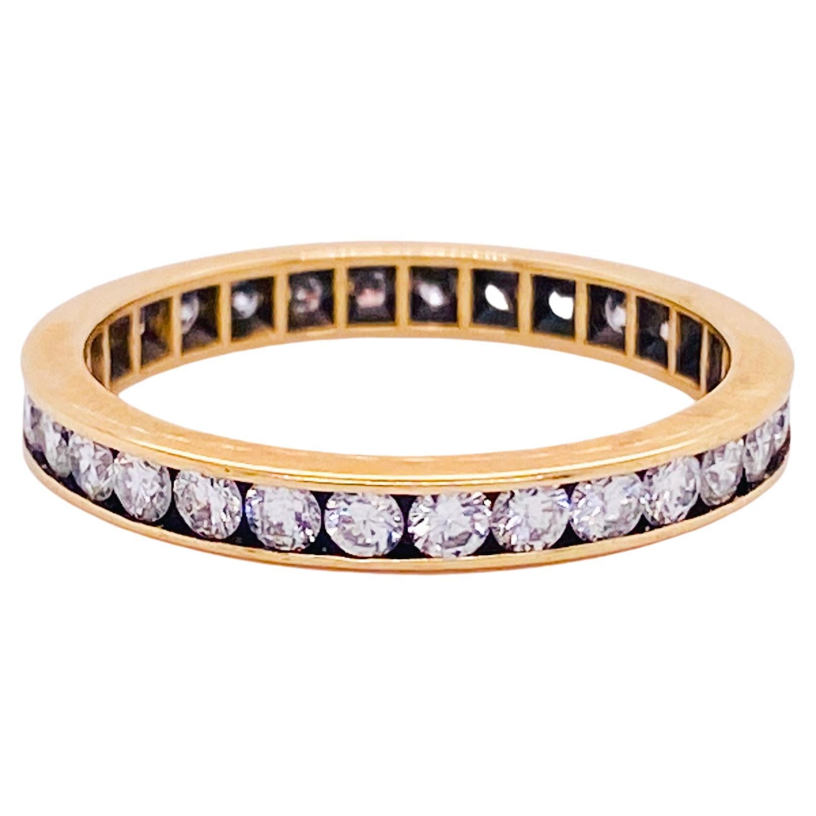 Eternity-Ring mit Diamanten, stapelbar, 1 Karat Diamanten, 14k Gelbgold