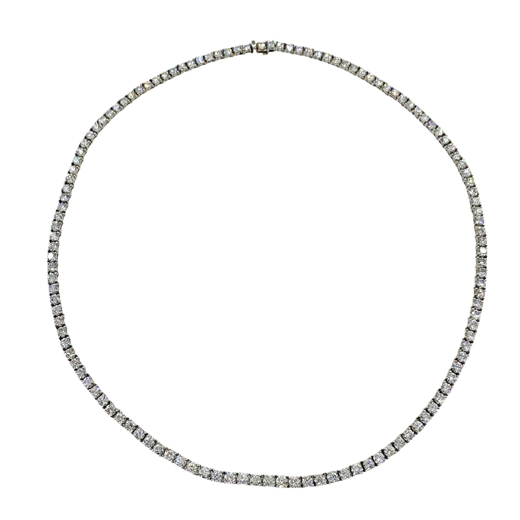 Women's or Men's Diamond Eternity Tennis Necklace Round Brilliant ~ 12.00 tcw 14K White Gold For Sale