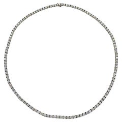 Collier tennis d'éternité en or blanc 14 carats avec diamants ronds brillants ~ 12,00 ct. pt.