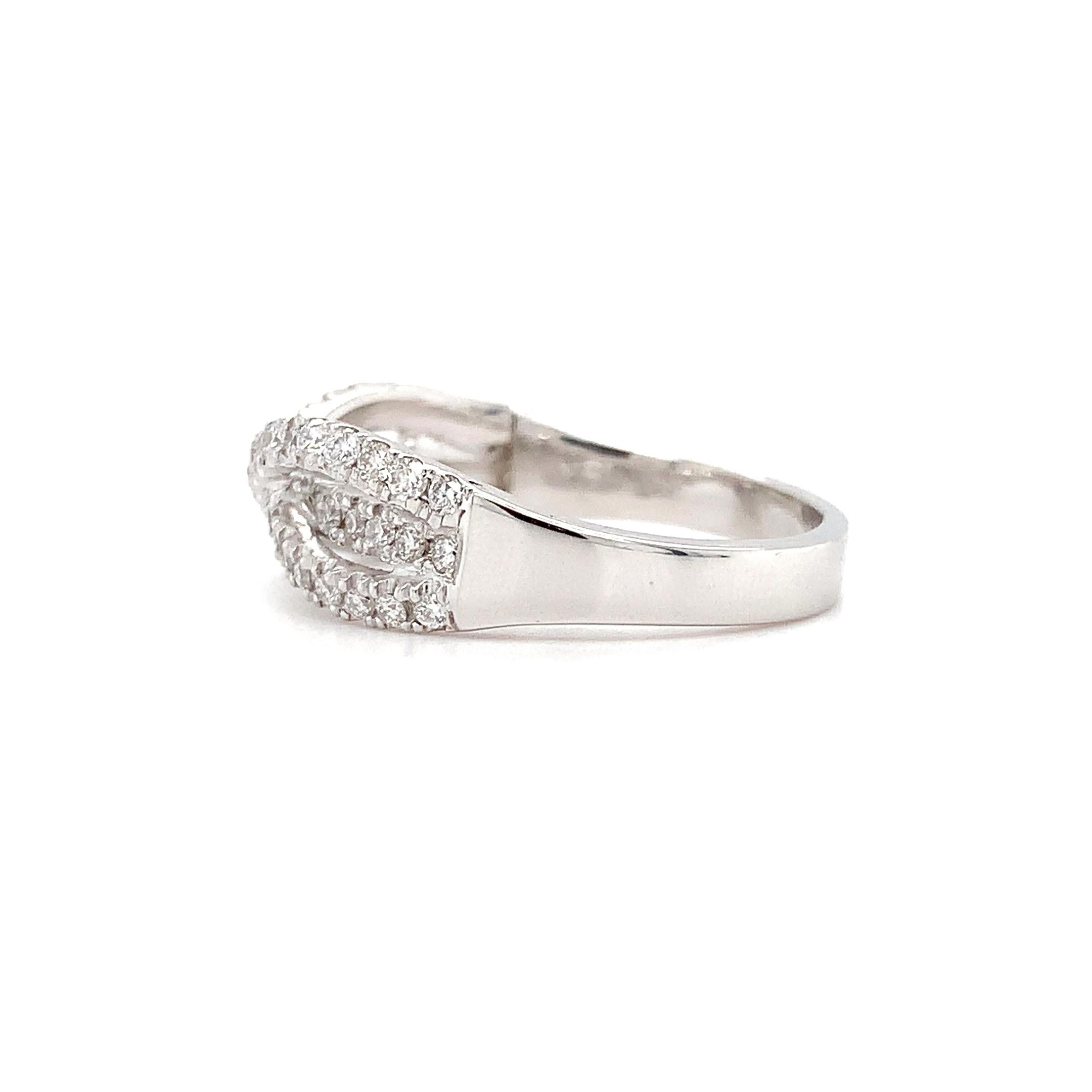 Women's Diamond eternity triple row engagement ring 18k white gold For Sale