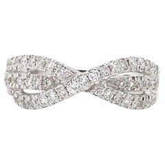 Diamond eternity triple row engagement ring 18k white gold