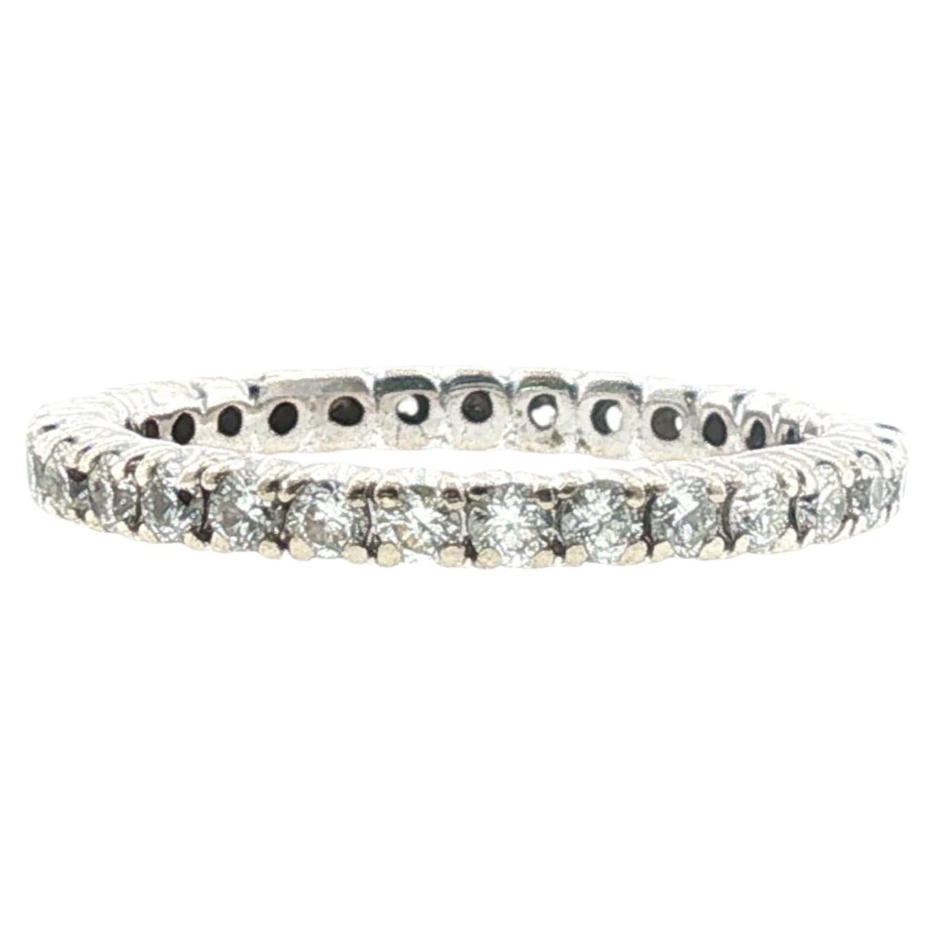 Diamond Eternity Wedding Anniversary Band Ring 14 Karat White Gold Size 4.5