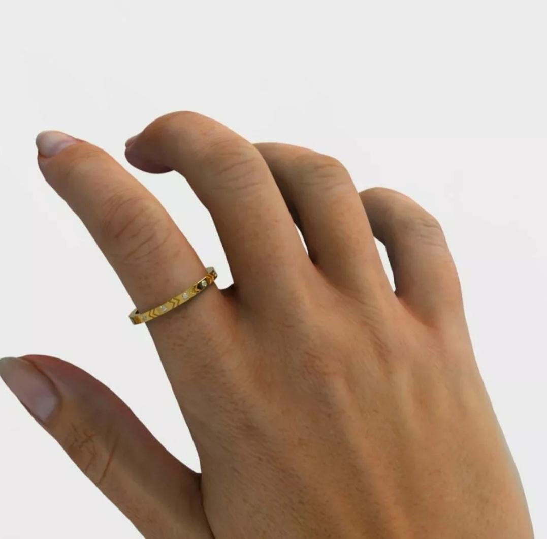 Alianza de Diamantes Eternidad Anillo de Aniversario de Oro Macizo de 14K para Mujer Art Decó en venta