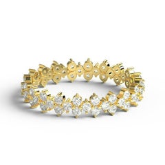 Diamond Eternity Wedding Band 14K Solid Yellow Gold Engagement Ring Mom Gift
