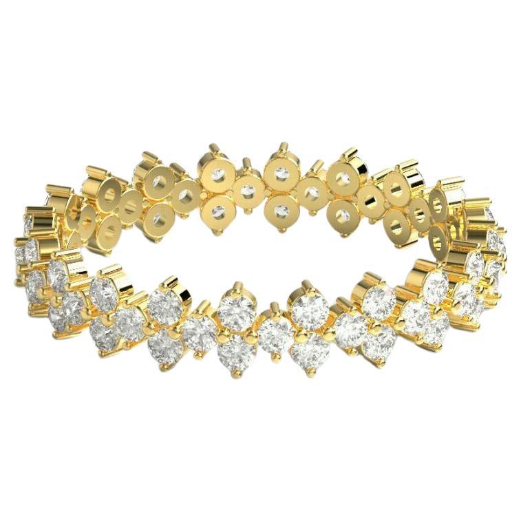 Alliance d'éternité en or jaune massif 14 carats et diamants cadeau pour mère en vente