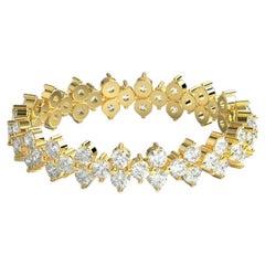 Diamond Eternity Wedding Band 14K Solid Yellow Gold Engagement Ring Mom Gift