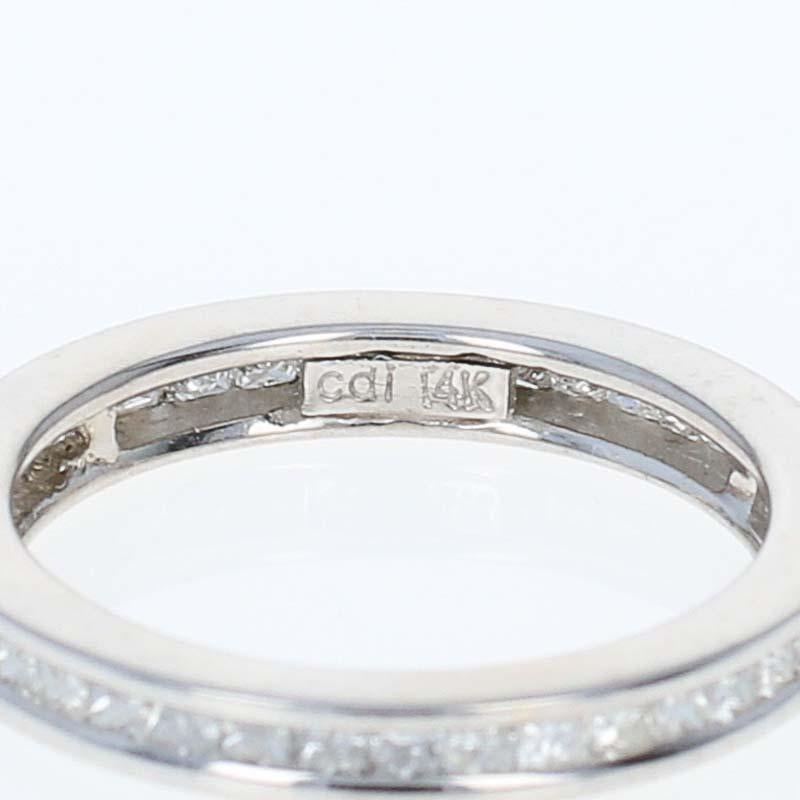 Diamond Eternity Wedding Band, 14 Karat White Gold Ring Princess Cut 1.60 Carat In Excellent Condition For Sale In Greensboro, NC