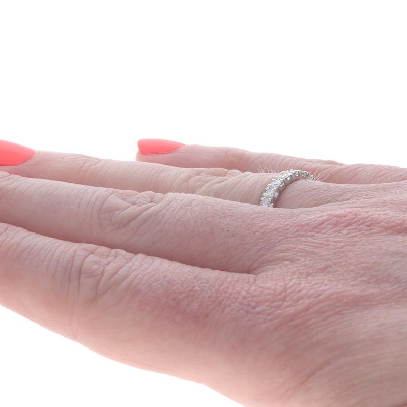 Diamant Eternity Band 950 Rund 1,20ctw Französisch Set Ring SZ 6 3/4 Damen im Angebot