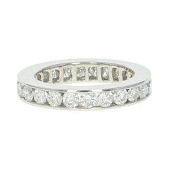 Diamond Eternity Wedding Band, Platinum Ring Round Cut 1.75 Carat