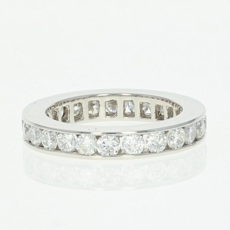 Diamond Eternity Wedding Band, Platinum Ring Round Cut 1.75 Carat In Excellent Condition In Greensboro, NC