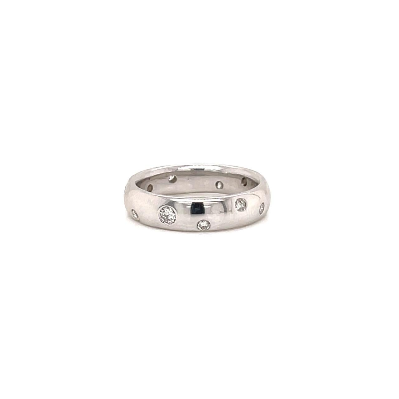 Contemporary Diamond Etoile 14k White Gold Wedding Band