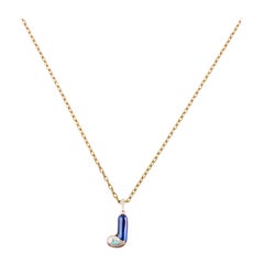Diamond Evil Eye ID J Initial 14K Yellow Gold Letter Necklace