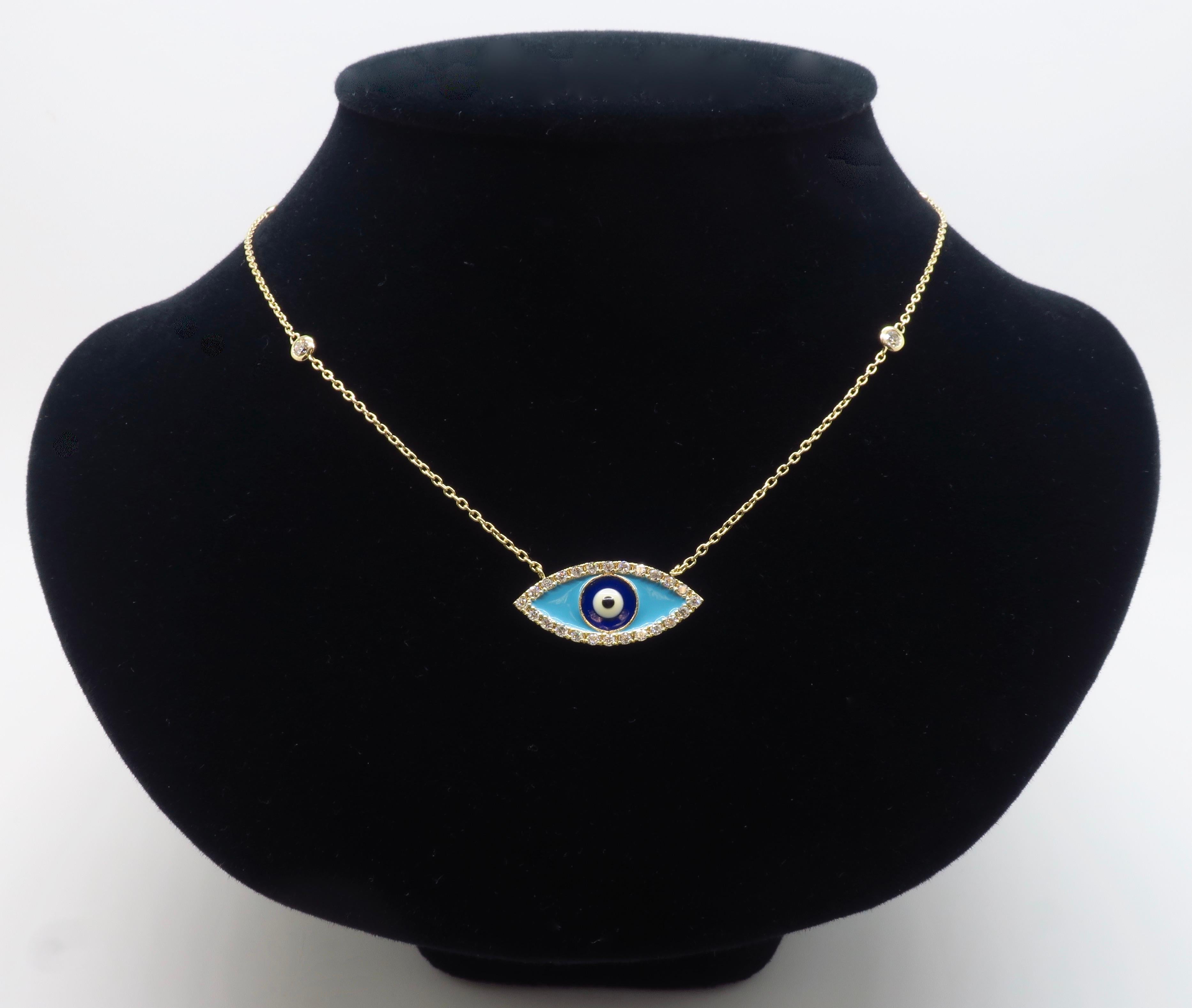 Collana con diamanti a forma di occhio maligno in vendita 6