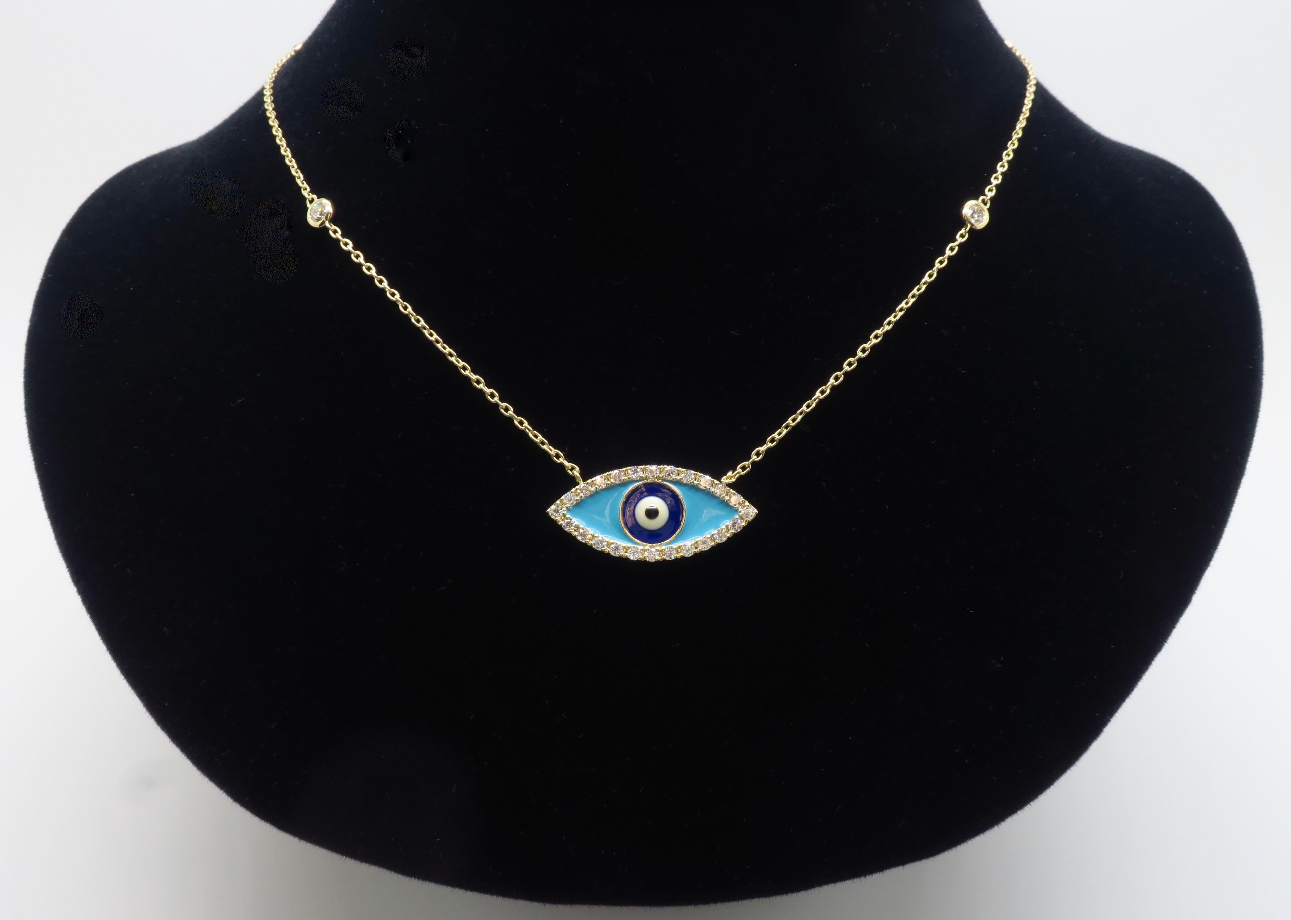 Collana con diamanti a forma di occhio maligno in vendita 7