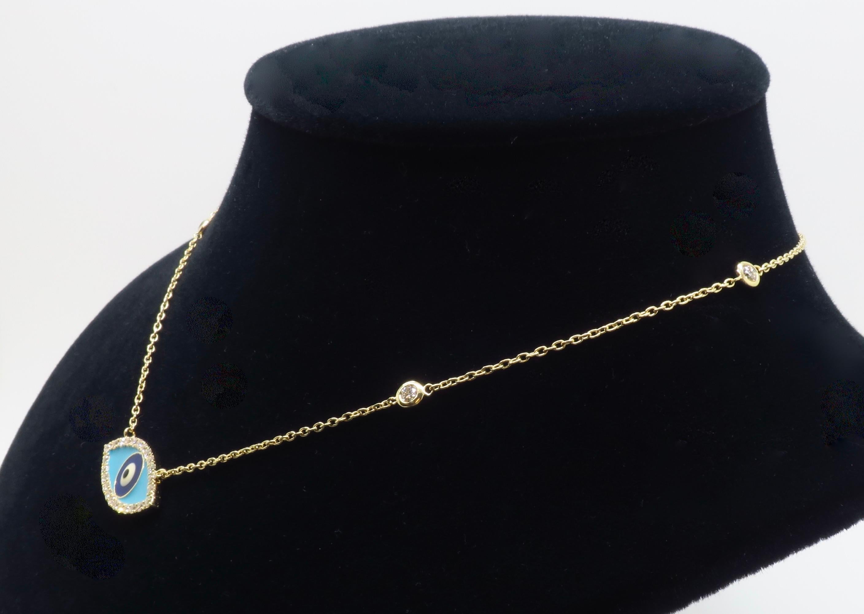 Collana con diamanti a forma di occhio maligno in vendita 8